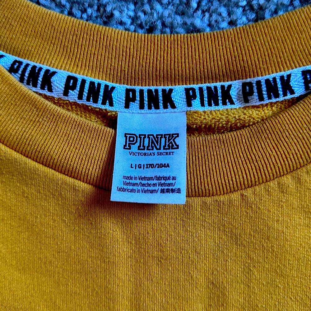 PINK yellow cropped sweatshirt